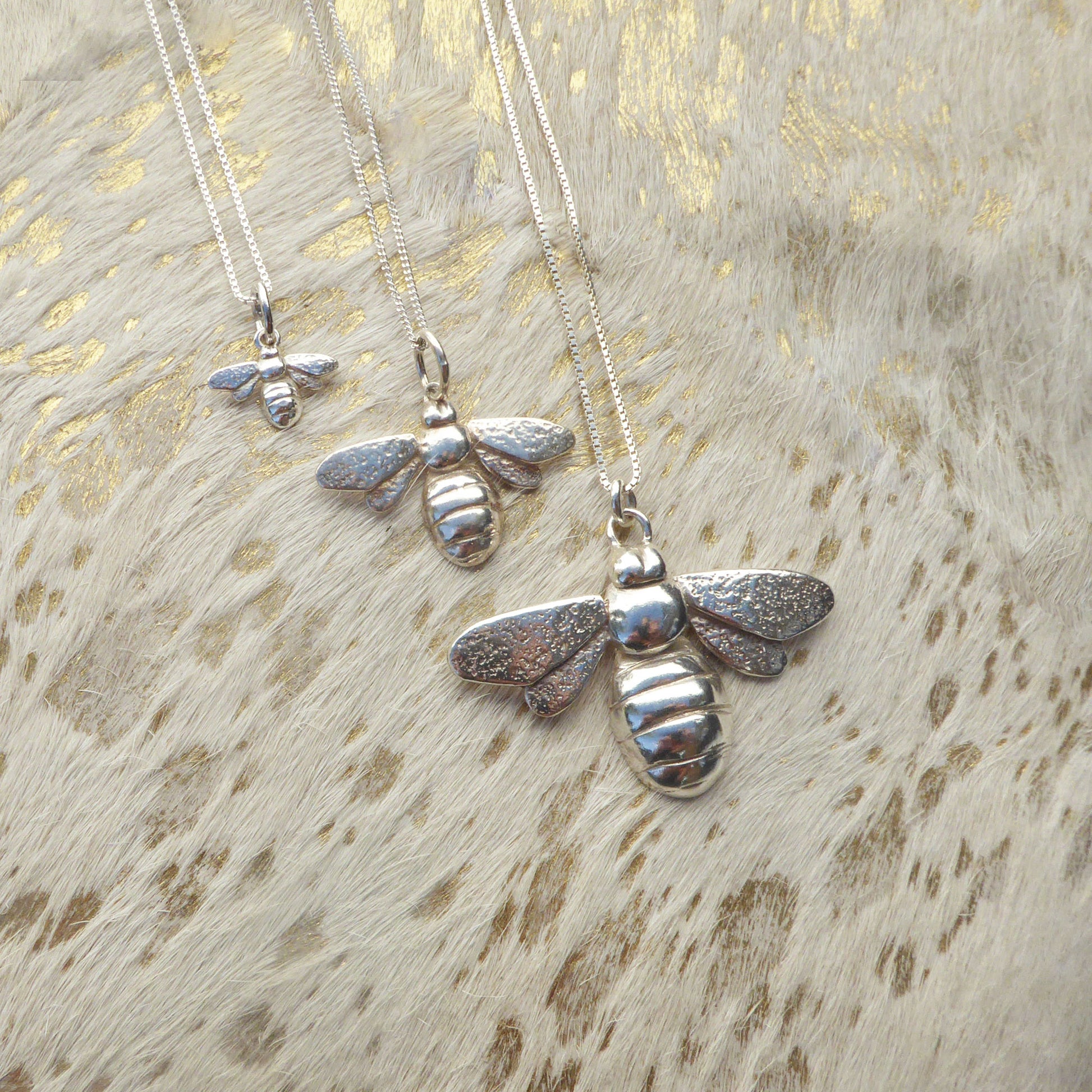 Sterling silver or 9ct gold bee pendants