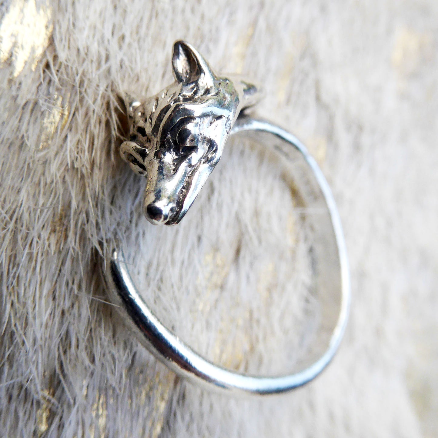 Sterling silver adjustable fox ring